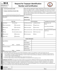 Form W-9 Substitute W-9 Form - Request for Taxpayer Identification Number and Certification - Virginia