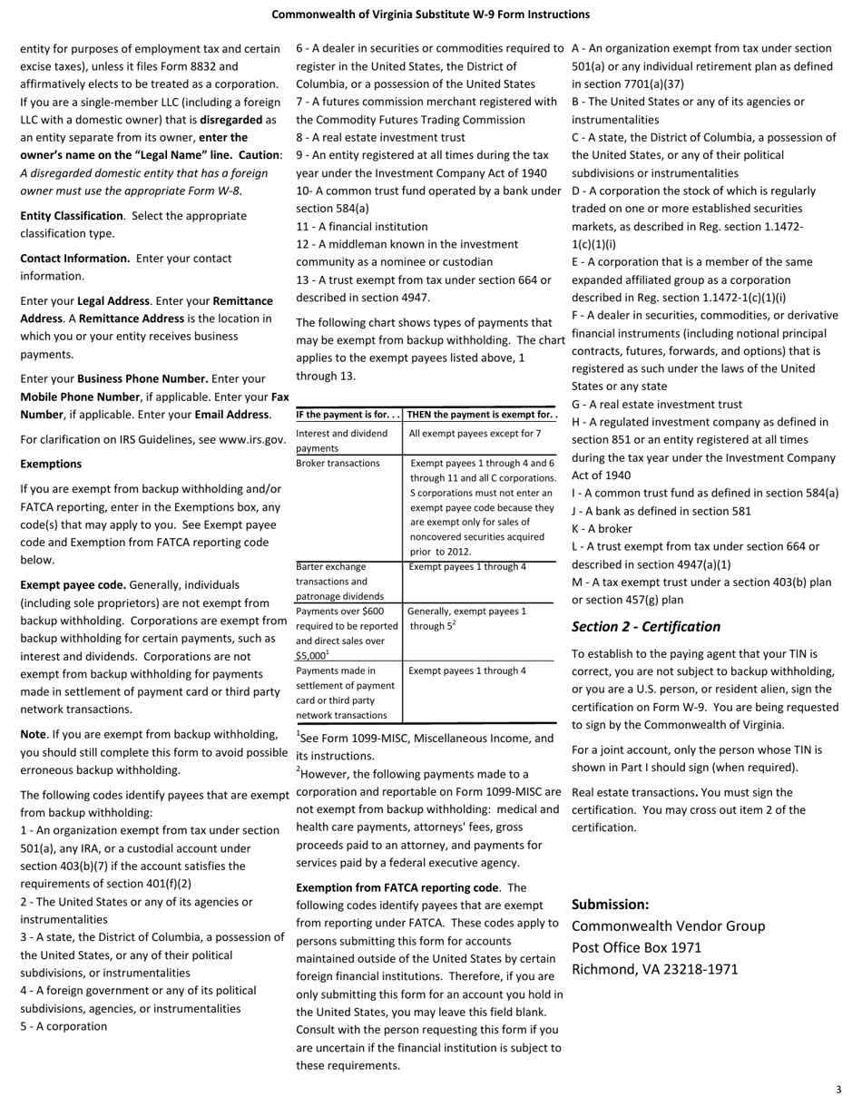 Form W-9 Substitute W-9 Form - Request for Taxpayer Identification Number and Certification - Virginia, Page 4