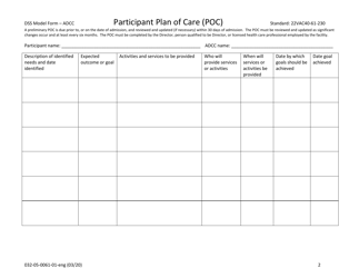 Form 032-05-0061-01-ENG Participant Plan of Care (Poc) - Virginia, Page 2