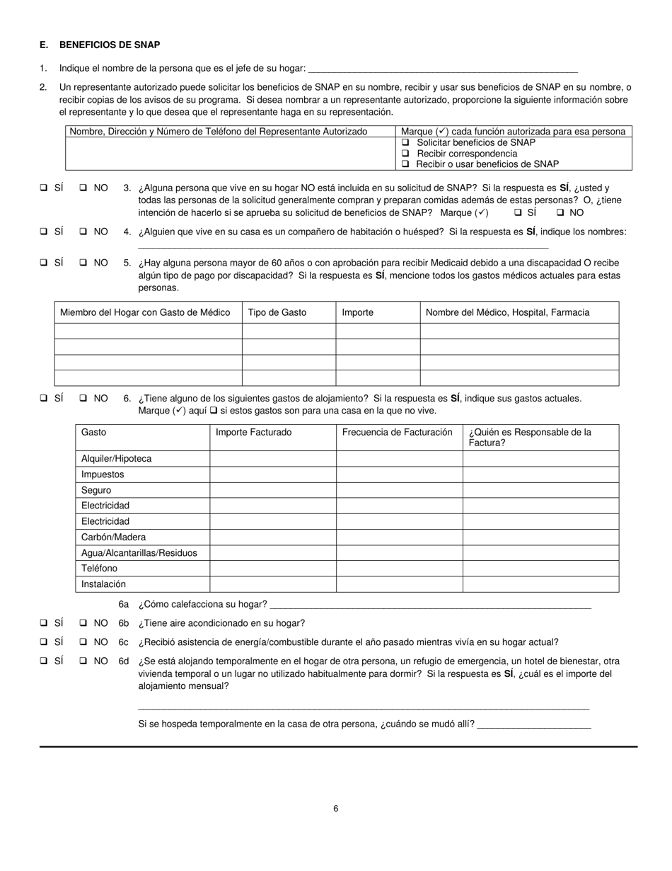 Formulario 032-03-729A-17-ENG Solicitud De Renovacion De Subsidio Auxiliar (Ag), Programa De Asistencia Nutricional Suplementaria (Snap), Y Asistencia Temporal Para Familias Necesitadas (TANF) - Virginia (Spanish), Page 6