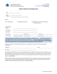 Document preview: Form 032-11-0200A-20-ENG Direct Deposit Authorization - Virginia