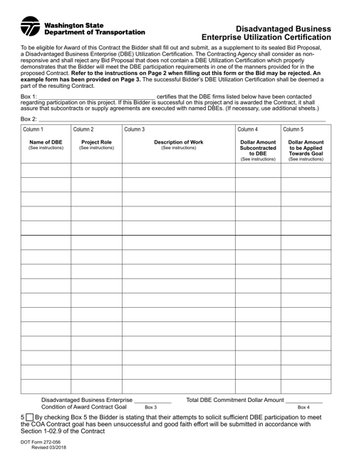 DOT Form 272-056  Printable Pdf