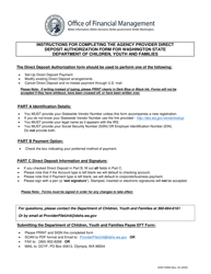 Document preview: Agency Provider Direct Deposit Authorization Form for Washington Department of Children, Youth and Families - Washington