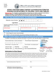 Agency Provider Direct Deposit Authorization Form for Washington Department of Children, Youth and Families - Washington, Page 2