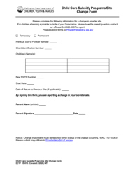 Document preview: DCYF Form 15-015 Child Care Subsidy Programs Site Change Form - Washington