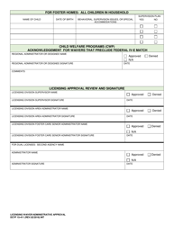 DCYF Form 15-411 Licensing Waiver/Administrative Approval/Relative Non-safety Exemption - Washington, Page 2