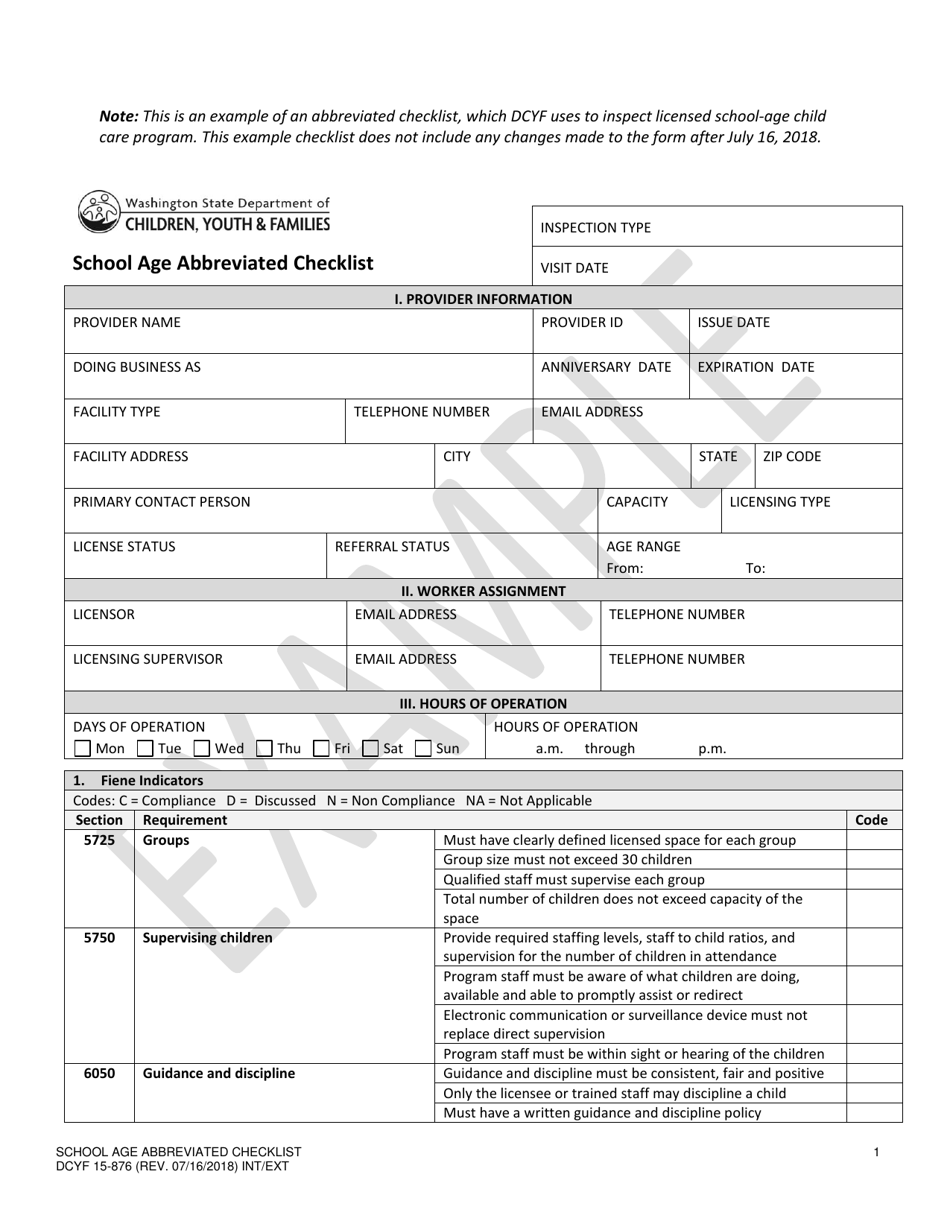 DCYF Form 15876 Fill Out, Sign Online and Download Printable PDF