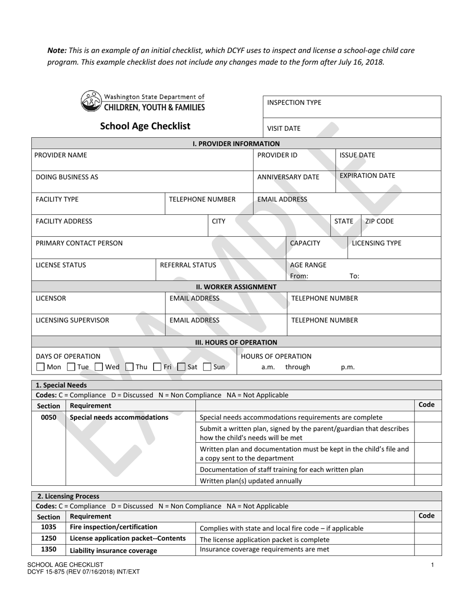 DCYF Form 15-875 - Fill Out, Sign Online and Download Printable PDF ...