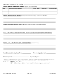 Form DOC03-473 Correctional Industries Safety Meeting Minutes - Washington, Page 3