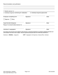 Form DOC05-092 Administrative Segregation Review - Washington, Page 2