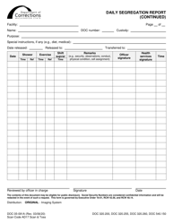 Document preview: Form DOC05-091A Daily Segregation Report (Continued) - Washington