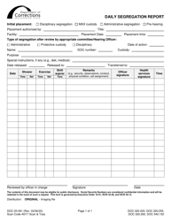 Document preview: Form DOC05-091 Daily Segregation Report - Washington