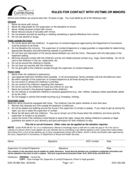 Document preview: Form DOC05-685 Rules for Contact With Victims or Minors - Washington