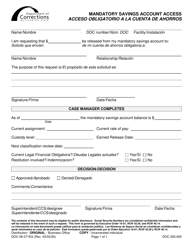 Document preview: Form DOC06-071ES Mandatory Savings Account Access - Washington (English/Spanish)