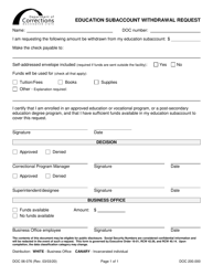 Document preview: Form DOC06-076 Education Subaccount Withdrawal Request - Washington