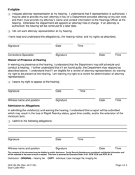 Form DOC09-232 Rapid Reentry Notice of Allegations, Hearing, Rights, and Waiver - Washington, Page 2