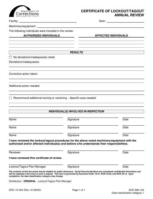 Form DOC15-024  Printable Pdf