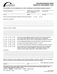 Document preview: Form DOC16-364 Pre-maintenance Work Asbestos Assessment Tool - Washington