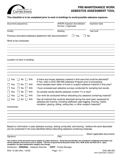 Form DOC16-364  Printable Pdf