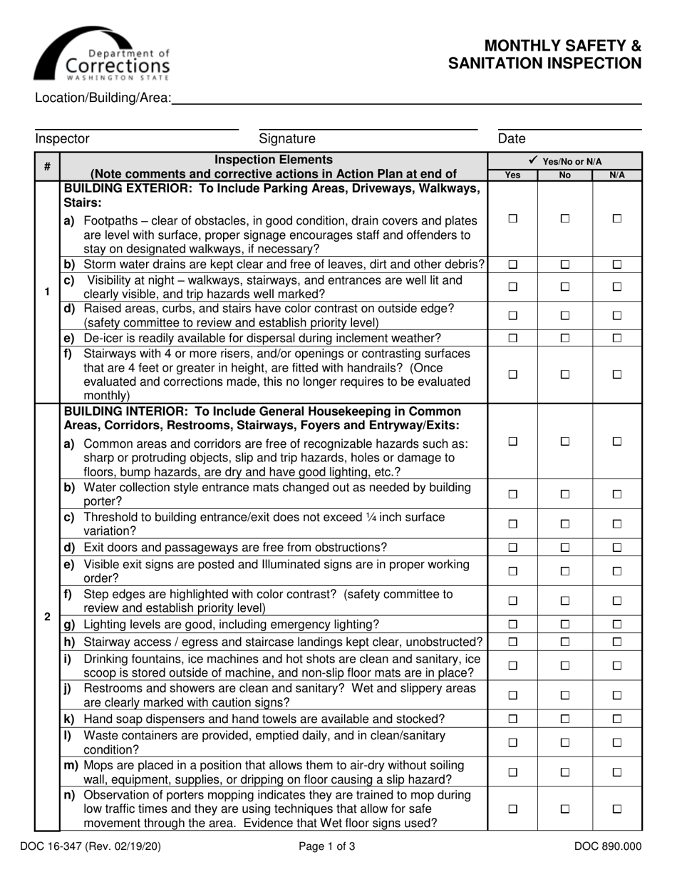 Form DOC16347 Fill Out, Sign Online and Download Printable PDF