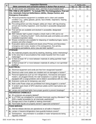 Form DOC16-347 Monthly Safety &amp; Sanitation Inspection - Washington, Page 2