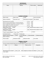 Form DOC20-155 Intake/Pre-sentence Report Information Sheet - Washington, Page 6