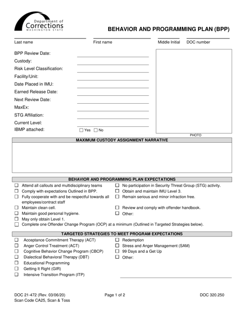 Form DOC21-472  Printable Pdf