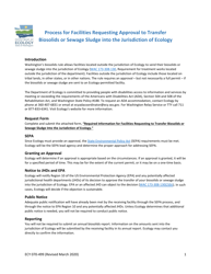 Document preview: Form ECY070-499 Process for Facilities Requesting to Transfer Biosolids or Sewage Sludge Into the Jurisdiction of Ecology - Washington