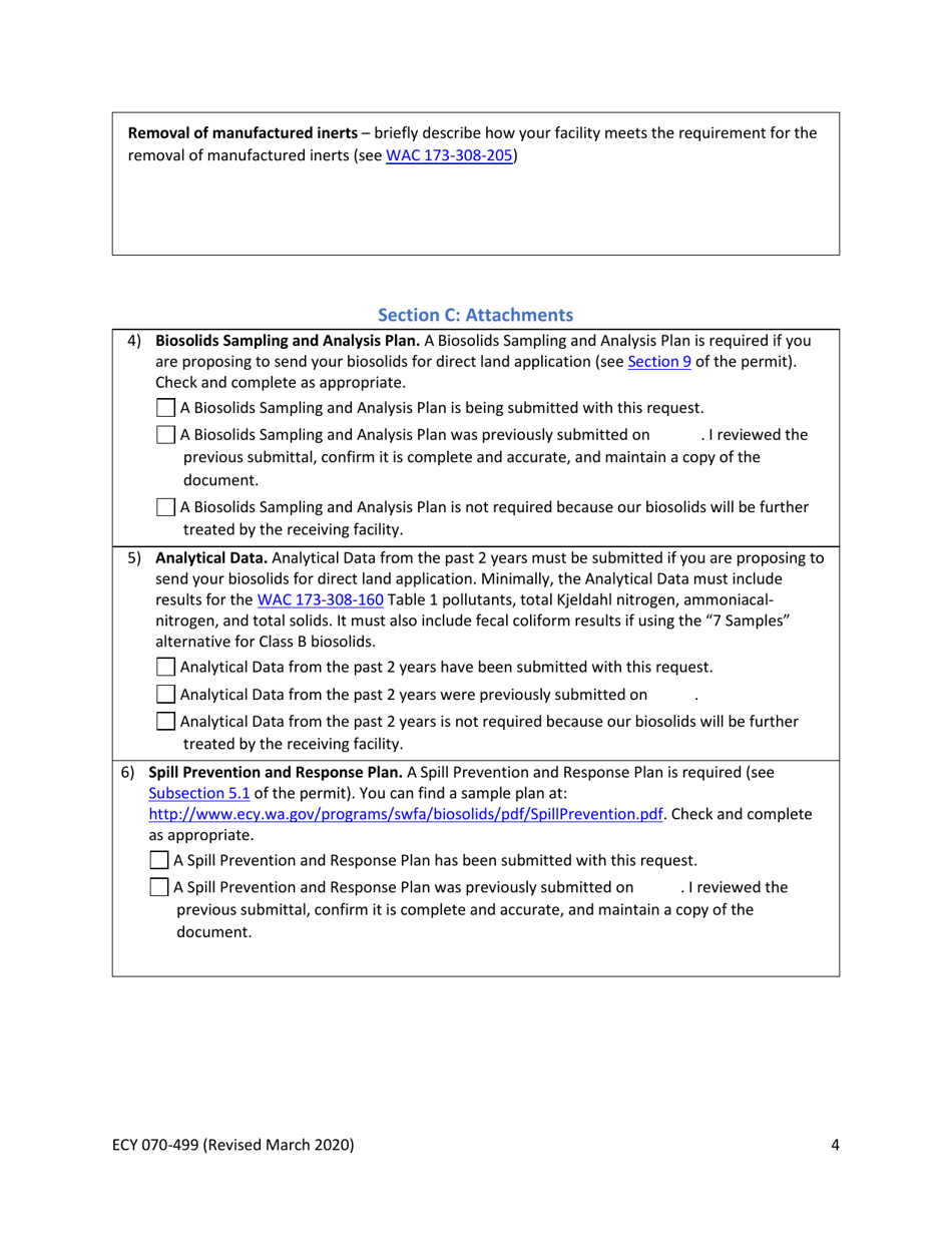 Form ECY070-499 Process for Facilities Requesting to Transfer Biosolids or Sewage Sludge Into the Jurisdiction of Ecology - Washington, Page 4