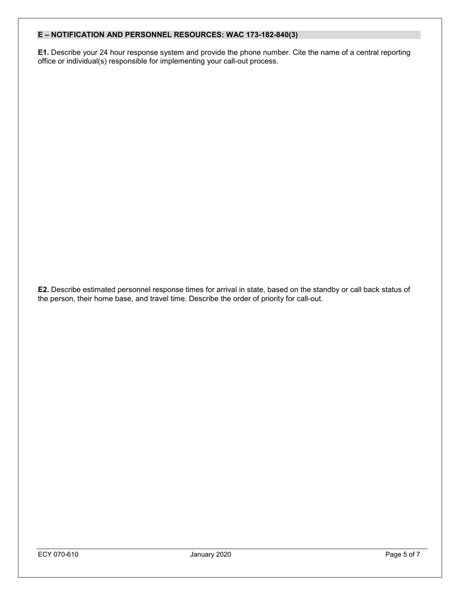 Form ECY070-610 Wildlife Response Service Provider (Wrsp) Application - Washington, Page 5