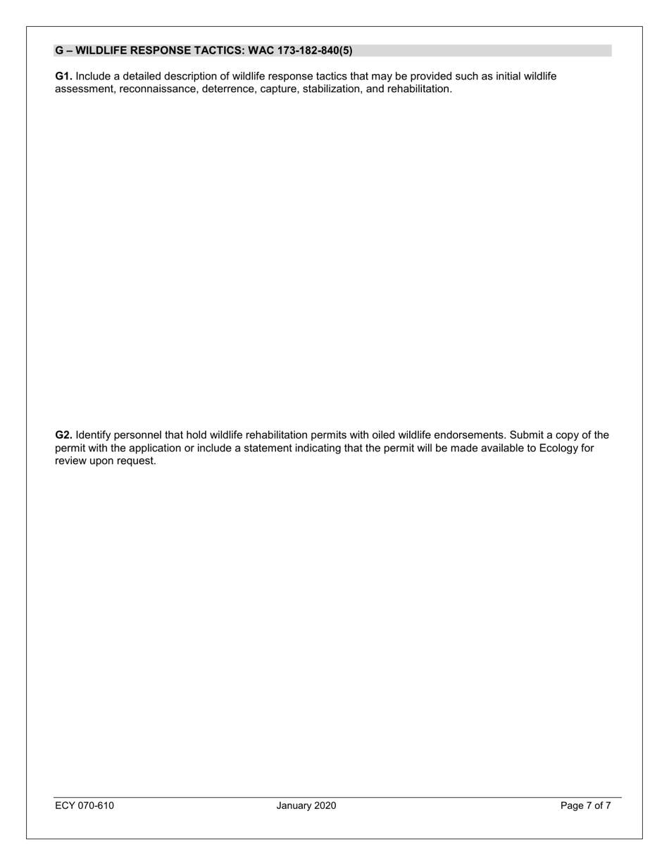 Form ECY070-610 Wildlife Response Service Provider (Wrsp) Application - Washington, Page 7