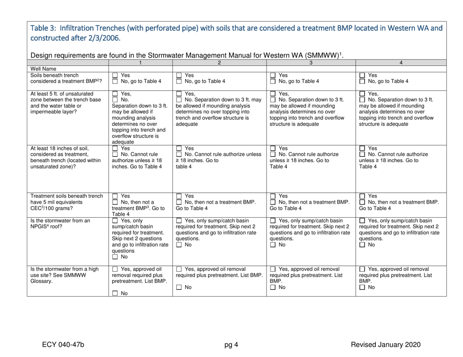 Form ECY040-47B Underground Injection Control (Uic) Well Registration Form for Non-muncipal Stormwater Roads, Parking, and Roof - Washington, Page 4