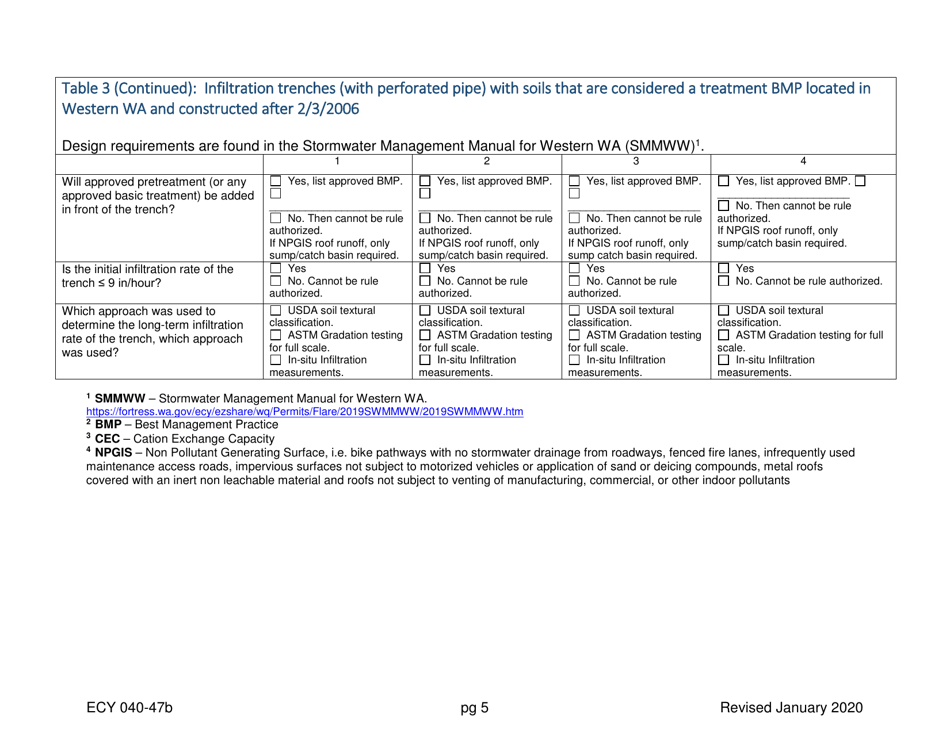 Form ECY040-47B Underground Injection Control (Uic) Well Registration Form for Non-muncipal Stormwater Roads, Parking, and Roof - Washington, Page 5