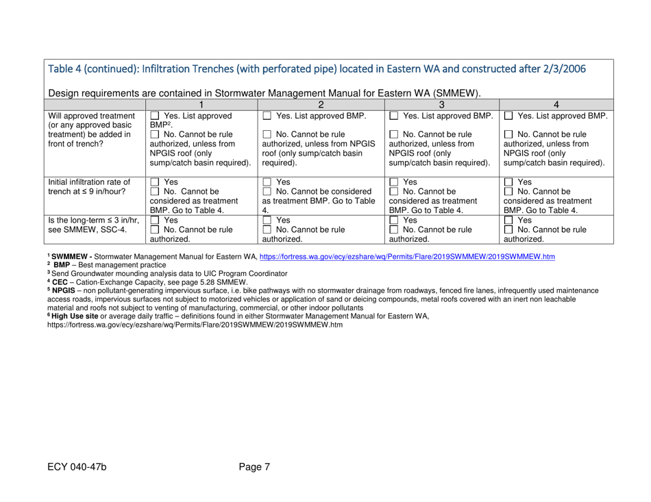 Form ECY040-47B Underground Injection Control (Uic) Well Registration Form for Non-muncipal Stormwater Roads, Parking, and Roof - Washington, Page 7