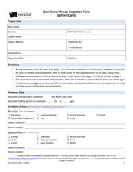 Document preview: Form ECY070-572 Dam Owner Annual Inspection Form - Earthen Dams - Washington