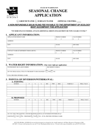 Form ECY070-200 Seasonal Change Application - Washington