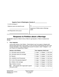 Form FL Divorce211 Response to Petition About a Marriage - Washington