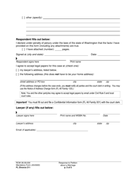 Form FL Divorce211 Response to Petition About a Marriage - Washington, Page 5