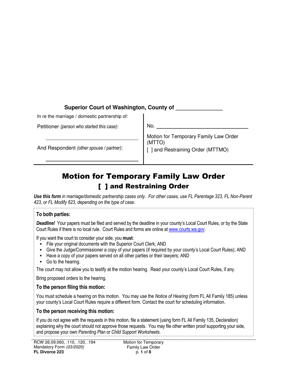 Form FL Divorce223 - Fill Out, Sign Online and Download Printable PDF ...