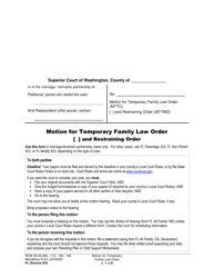 Form FL Divorce223 Motion for Temporary Family Law Order and Restraining Order - Washington
