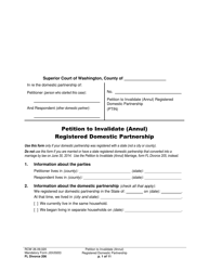 Form FL Divorce206 Petition to Invalidate (Annul) Registered Domestic Partnership - Washington