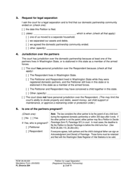Form FL Divorce204 Petition for Legal Separation (Registered Domestic Partnership) - Washington, Page 2
