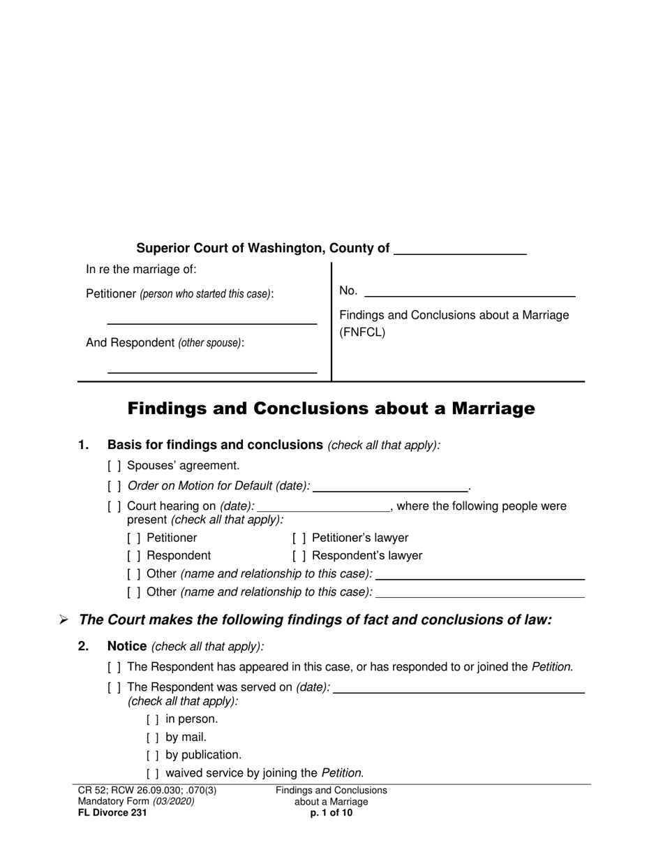 Form FL Divorce231 - Fill Out, Sign Online and Download Printable PDF ...