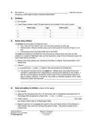 Form FL Parentage323 Motion for Temporary Family Law Order and Restraining Order - Washington, Page 2