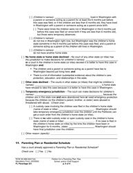 Form FL Parentage331 Petition for a Parenting Plan, Residential Schedule and/or Child Support - Washington, Page 6