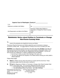 Form FL Non-Parent450 Summons: Notice About Petition to Terminate or Change Non-parent Custody Order - Washington