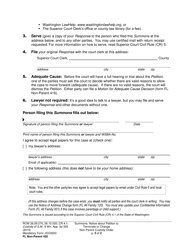 Form FL Non-Parent450 Summons: Notice About Petition to Terminate or Change Non-parent Custody Order - Washington, Page 2