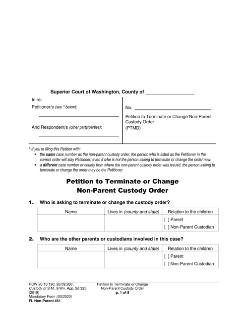 Form FL Non-Parent451  Printable Pdf