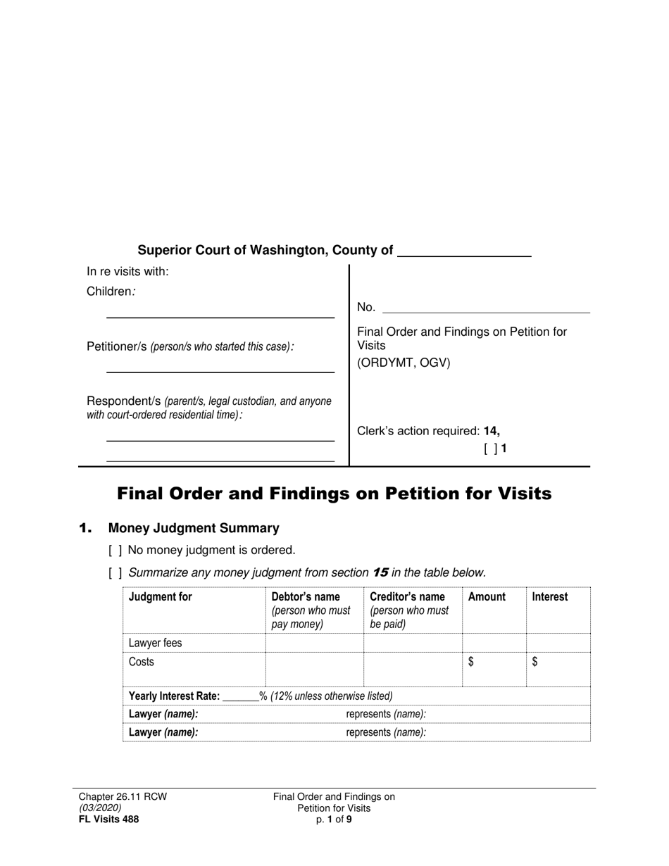 Form FL Visits488 Final Order and Findings on Petition for Visits - Washington, Page 1