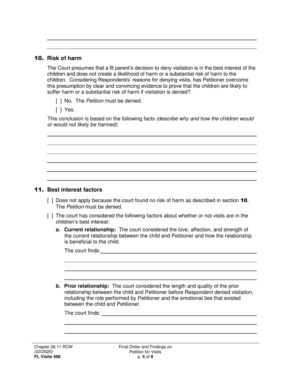 Form FL Visits488 Final Order and Findings on Petition for Visits - Washington, Page 5
